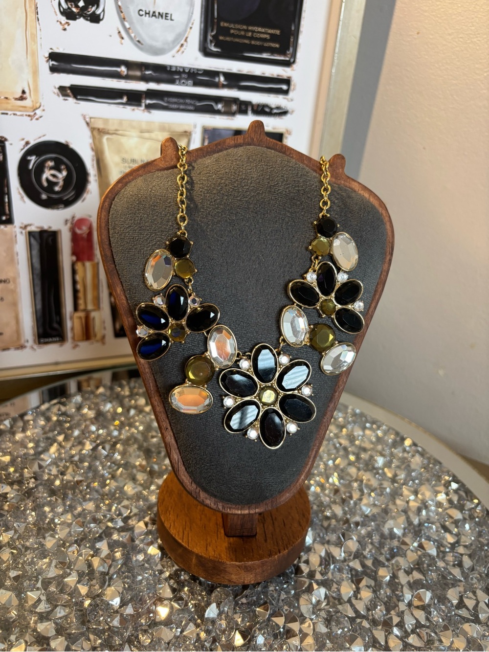 Kate Spade Crystal Flower Statement Bib Necklace